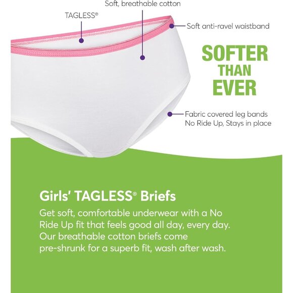 🆕Girls Tagless P9 Brief Assorted Cotton Comfortable Soft Durable Underwear - Picture 3 of 4